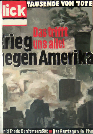 PatNoser Krieg gegen Amerika 2001 74x51cm Oel Leinwandm