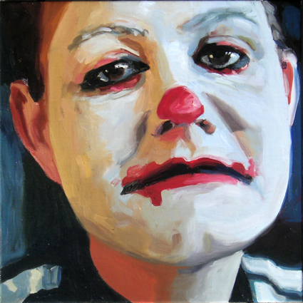 Pat Noser Portrait of the Artist al Clown 2003 50x50cm Oel-Leinwandm